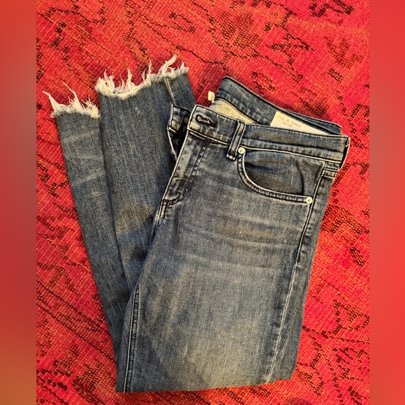 rag & bone Frayed Hem Blue Jeans - Picture 1 of 3